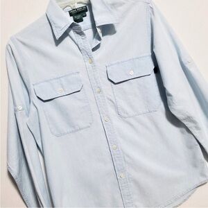 Ralph Lauren Light Blue Denim Front Button Shirt Sz S EUC